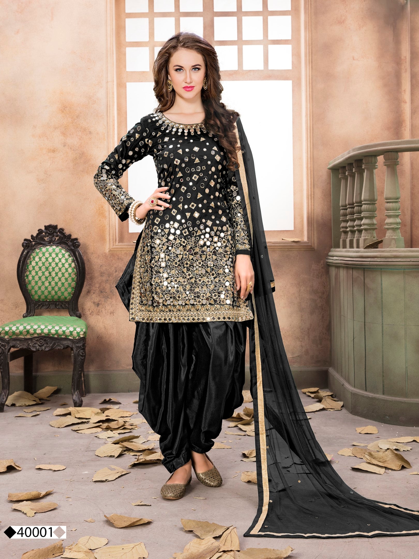 Anaita Black Embroidered Tapeta Silk Salwar Suit - Distacart