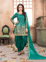 Thumbnail for Anaita Teal Embroidered Tapeta Silk Salwar Suit - Distacart