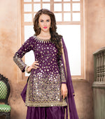 Thumbnail for Anaita Purple Embroidered Tapeta Silk Salwar Suit - Distacart