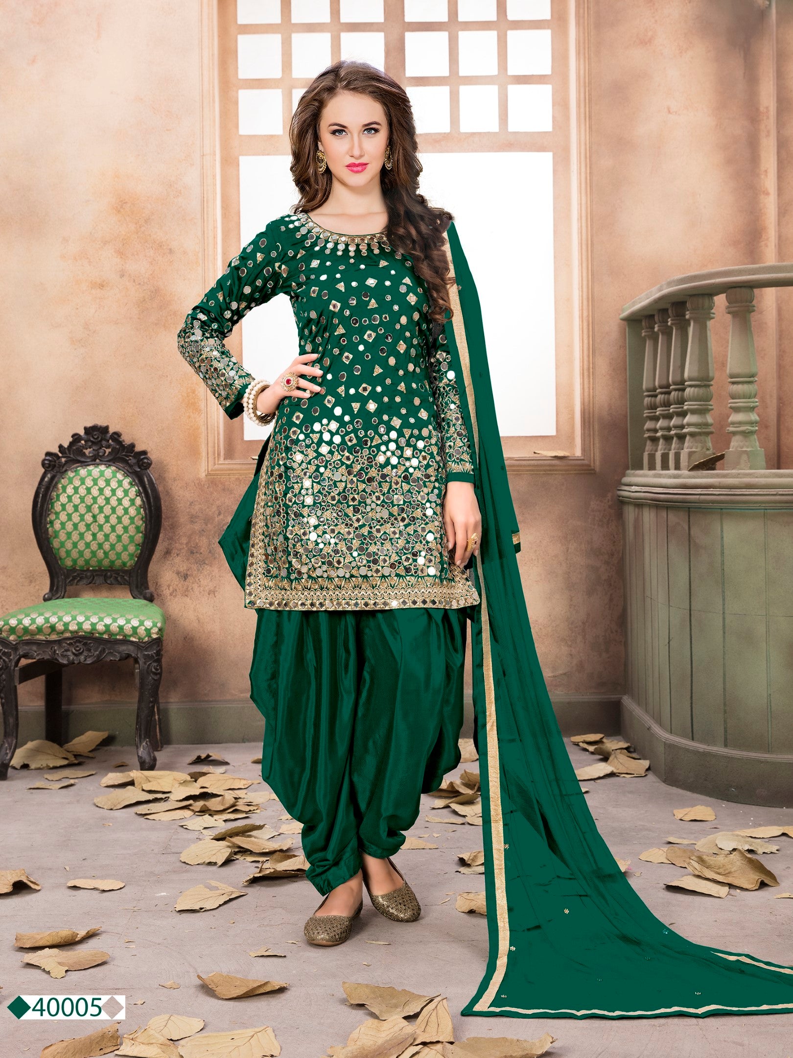 Anaita Dark Green Embroidered Tapeta Silk Salwar Suit - Distacart