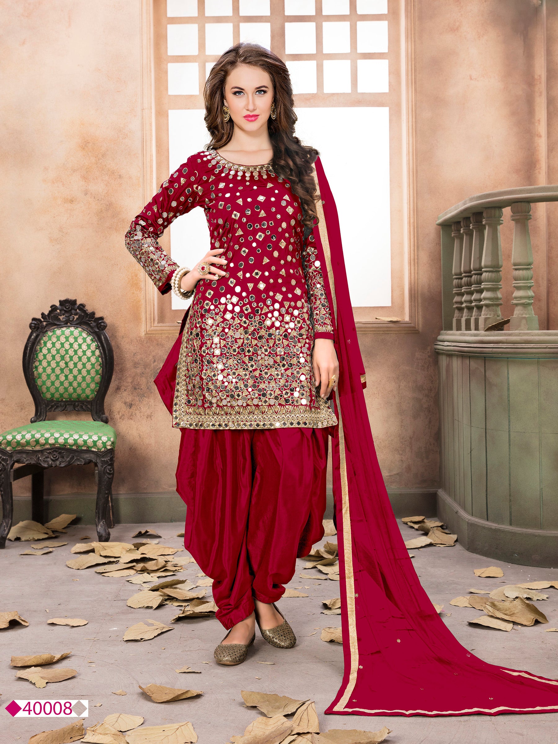 Anaita Red Embroidered Tapeta Silk Salwar Suit - Distacart