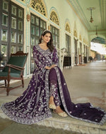 Thumbnail for Anaita Purple Silk Anarkali Suit With Embroidery & Sequins Work - Distacart