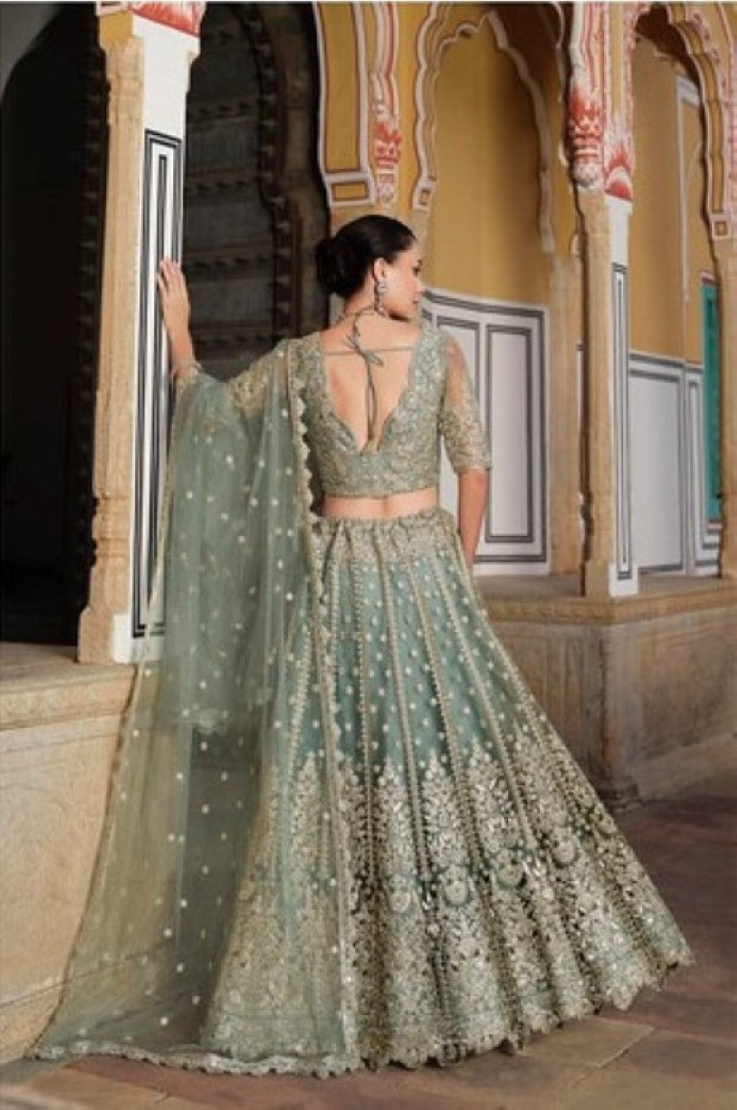 Anaita Green Net Lehenga Choli With Stone Embroidery Work - Distacart