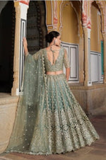 Thumbnail for Anaita Green Net Lehenga Choli With Stone Embroidery Work - Distacart