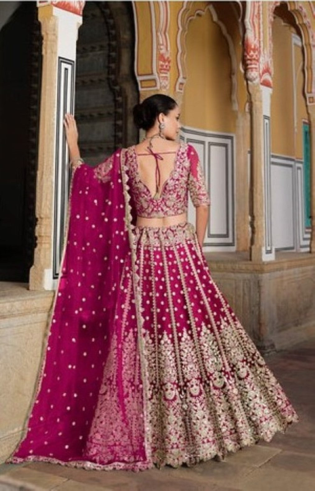 Anaita Magenta Net Lehenga Choli With Stone Embroidery Work - Distacart