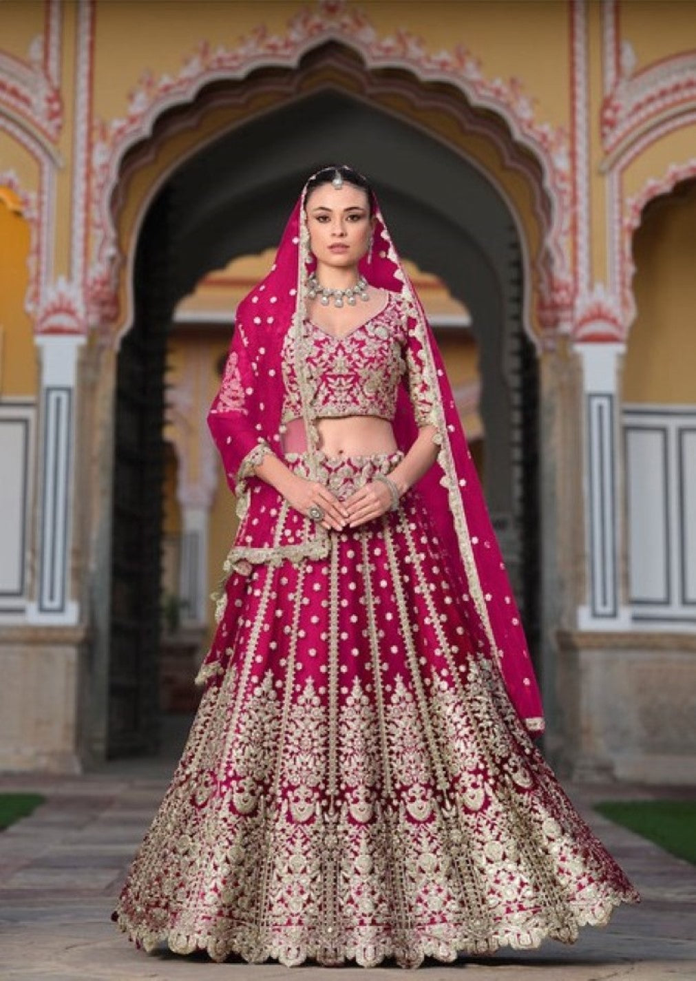 Anaita Magenta Net Lehenga Choli With Stone Embroidery Work - Distacart