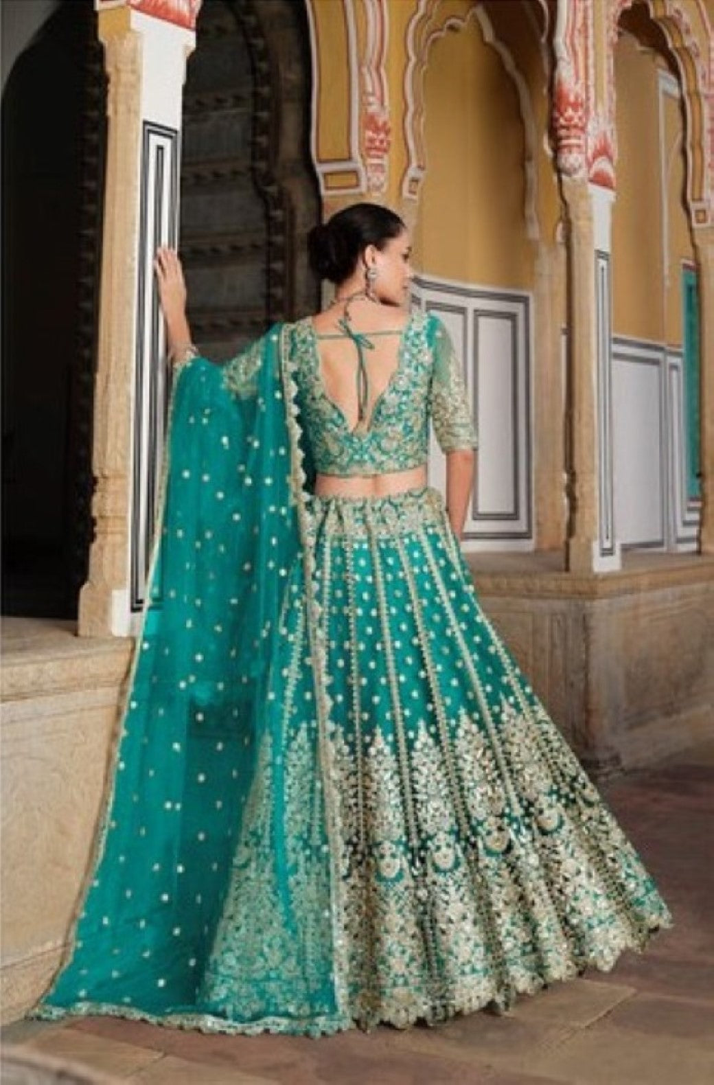 Anaita Turquoise Net Lehenga Choli With Stone Embroidery Work - Distacart