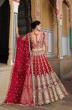 Thumbnail for Anaita Red Net Lehenga Choli With Stone Embroidery Work - Distacart