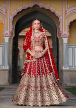 Thumbnail for Anaita Red Net Lehenga Choli With Stone Embroidery Work - Distacart