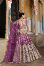 Thumbnail for Anaita Purple Net Lehenga Choli With Stone Embroidery Work - Distacart