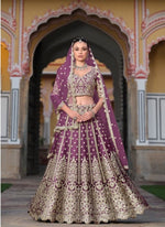 Thumbnail for Anaita Purple Net Lehenga Choli With Stone Embroidery Work - Distacart