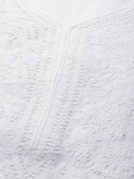Thumbnail for ADA Women White & Black Chikankari Embroidered Handloom Kurta with Cotton Churidar - Distacart