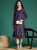 Thumbnail for Sangria Ethnic Motifs Printed Gotta Patti Kurta - Distacart
