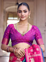 Thumbnail for Shree Shyam Fashion Teal Soft Silk Saree - Distacart