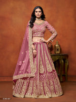 Thumbnail for Anaita Pink Embroidered Net Designer Lehenga With Blouse - Distacart