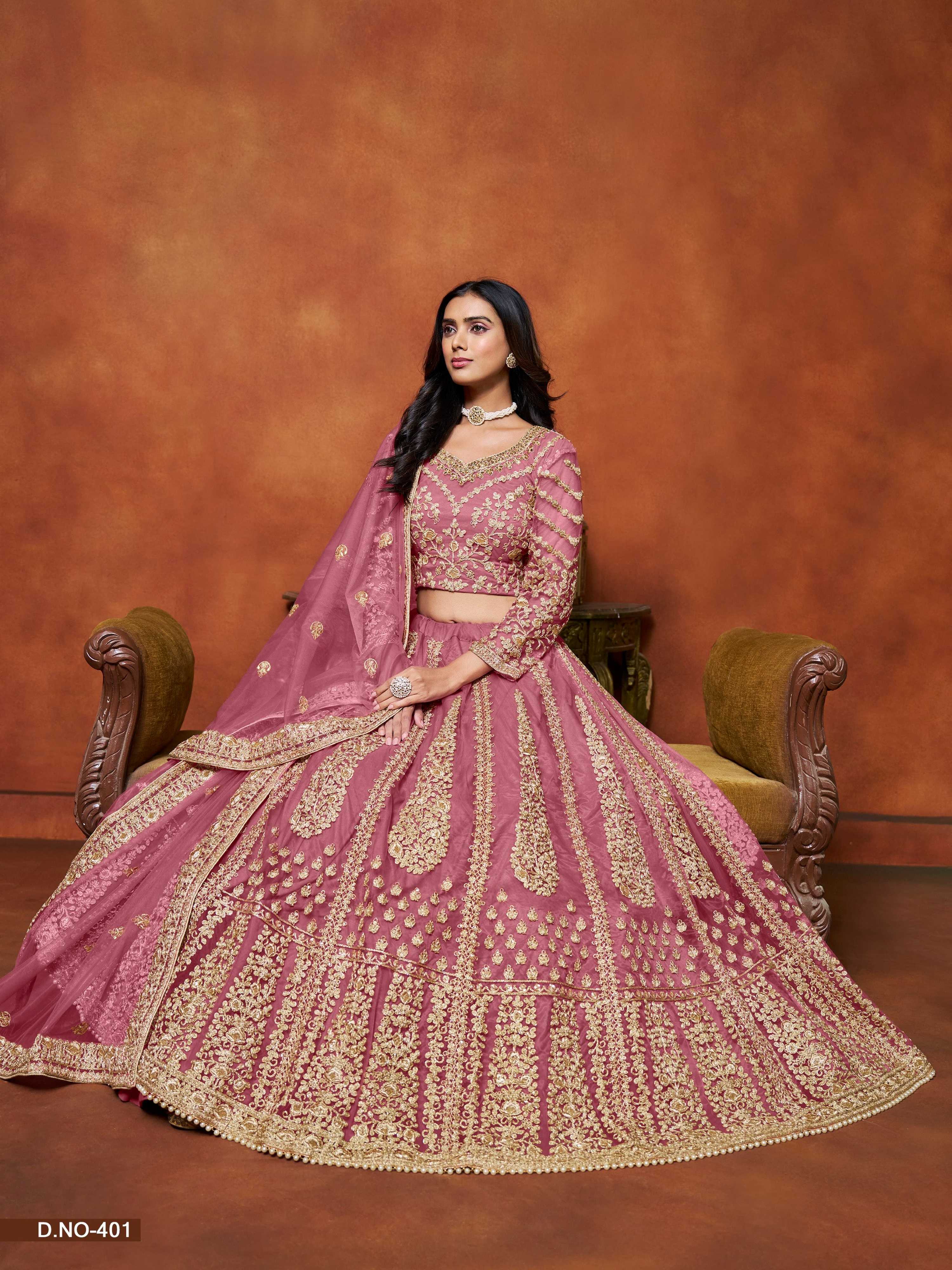 Anaita Pink Embroidered Net Designer Lehenga With Blouse - Distacart