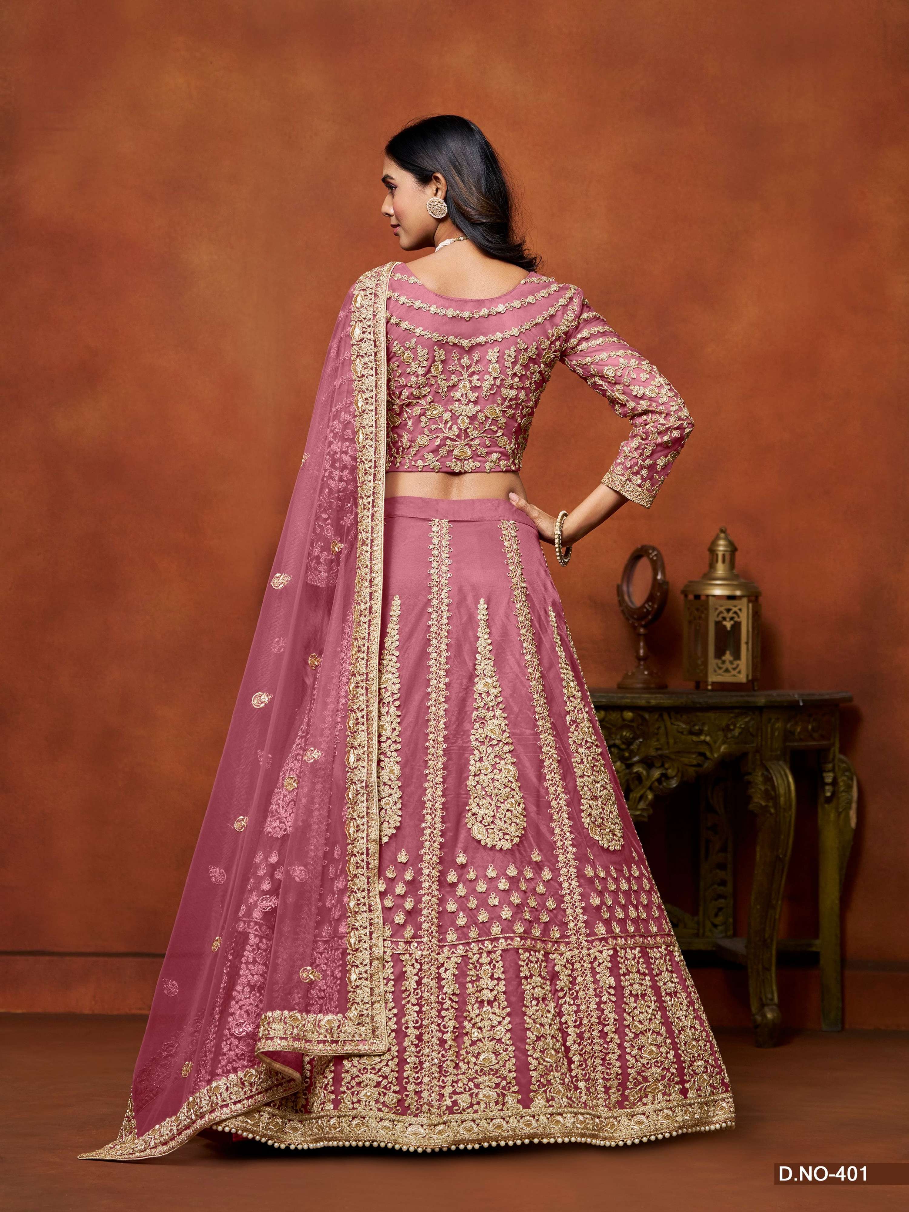 Anaita Pink Embroidered Net Designer Lehenga With Blouse - Distacart