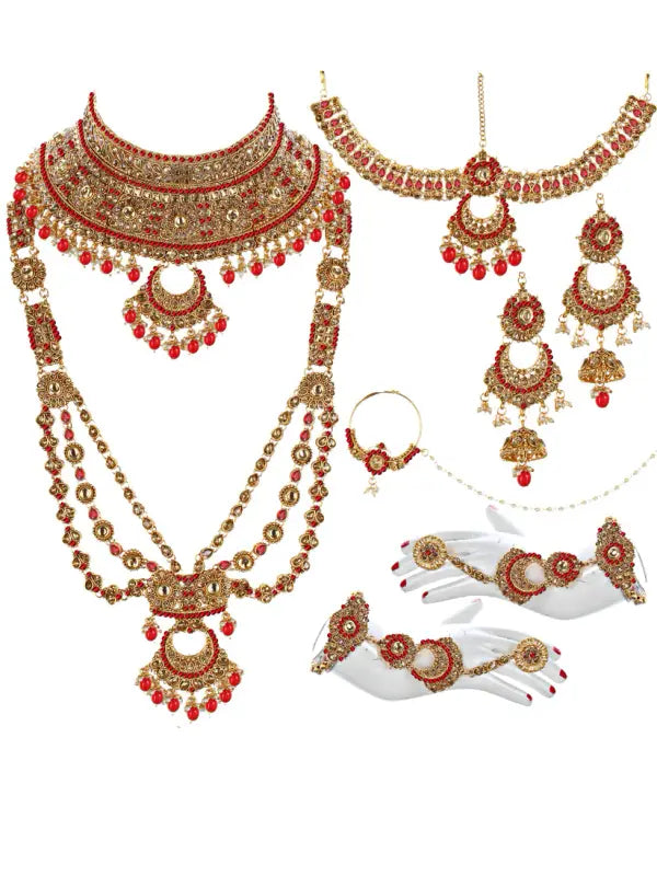 Tehzeeb Creations Traditional Stone Bridal Set 9 Pcs. For Girls & Women - Distacart
