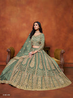 Thumbnail for Anaita Light_Green Embroidered Net Designer Lehenga With Blouse - Distacart
