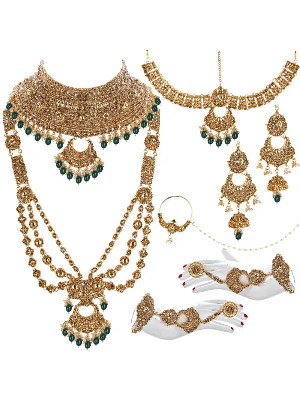 Tehzeeb Creations Traditional Stone Bridal Set 9 Pcs. For Girls & Women - Distacart