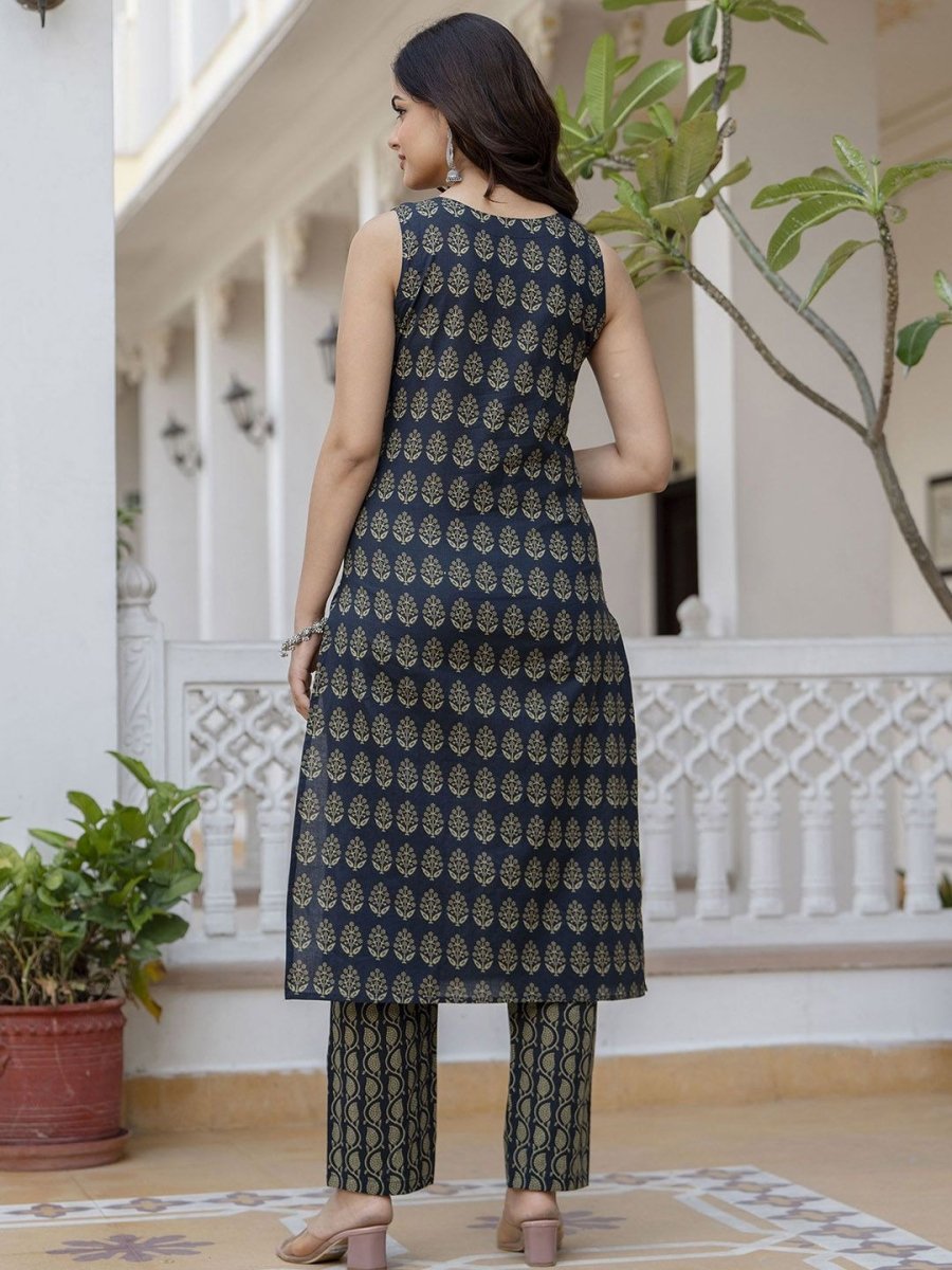 Anouk Ethnic Motifs Printed Regular Pure Cotton Straight Kurta With Trousers & Dupatta