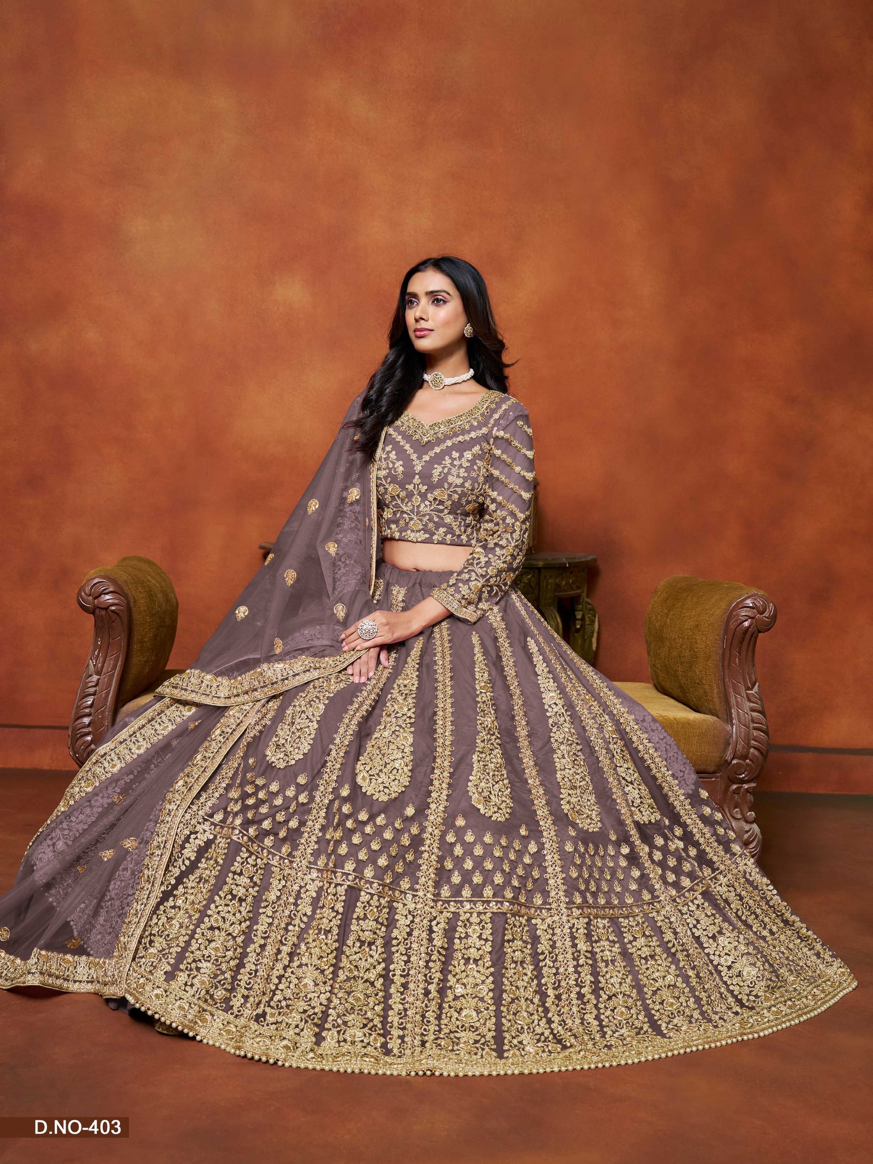 Anaita Purple Embroidered Net Designer Lehenga With Blouse - Distacart