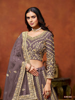 Thumbnail for Anaita Purple Embroidered Net Designer Lehenga With Blouse - Distacart