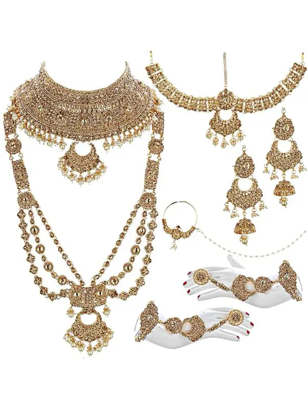 Tehzeeb Creations Traditional Stone Bridal Set 9 Pcs. For Girls & Women - Distacart