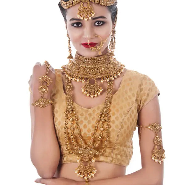 Tehzeeb Creations Traditional Stone Bridal Set 9 Pcs. For Girls & Women - Distacart