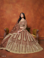 Thumbnail for Anaita Brown Embroidered Net Designer Lehenga With Blouse - Distacart