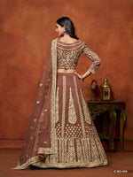 Thumbnail for Anaita Brown Embroidered Net Designer Lehenga With Blouse - Distacart