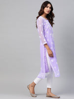Thumbnail for ADA Women Lavender & White Chikankari Embroidered Kurta with Trousers & Inner - Distacart