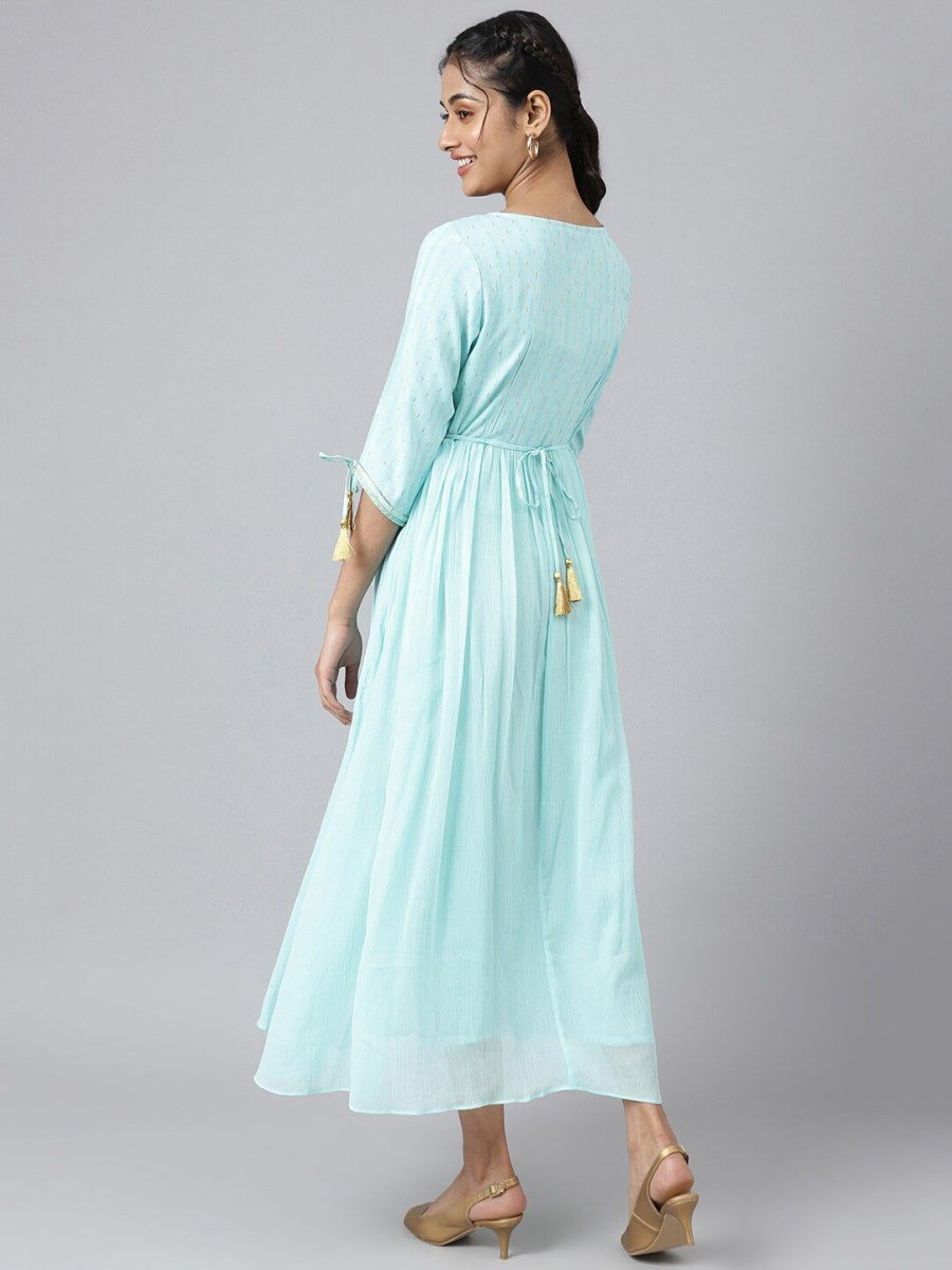 AURELIA Women Blue Floral Maxi Dress - Distacart