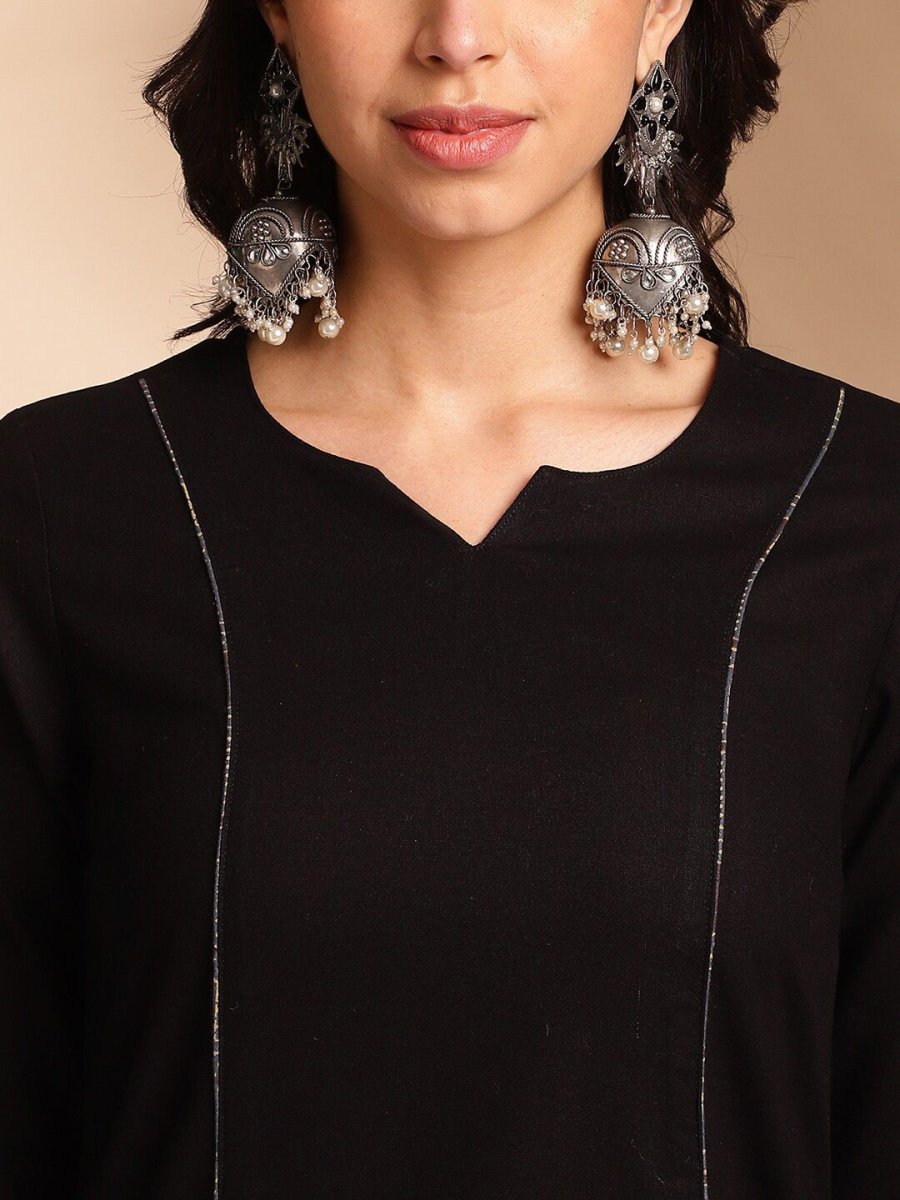 Anouk Contrast Cuff Kurta with Trousers & Dupatta - Distacart