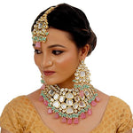 Thumbnail for Tehzeeb Creations Back Meenakari Gold-Polished Multicolor Color Tika Earring Jewellery Set Uncut Big Faux Kundan Dibbi Kundan Choker Necklace Set - Distacart