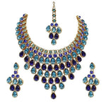 Thumbnail for Tehzeeb CreationsDesigner Gold-Polished Elegant Stone Necklace Set For Women & Girls - Distacart
