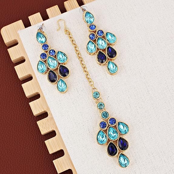 Tehzeeb CreationsDesigner Gold-Polished Elegant Stone Necklace Set For Women & Girls - Distacart