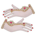 Thumbnail for Tehzeeb Creations Designer Magenta Color Gold-Polished Dulhan Choker Bridal Set with sheeshpatti for Girls & Women - Distacart