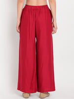Thumbnail for TAG 7 Women Maroon Solid Flared Palazzos