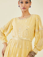 Thumbnail for Soch Floral Embroidered Mirror Work Kurta With Palazzos & Dupatta - Distacart