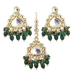 Thumbnail for Tehzeeb Creations Gold-Polished Back Meenakari Pearl Uncut, Kundan Choker Necklace Set with Earrings and Mang Tika For Women & Girls - Distacart