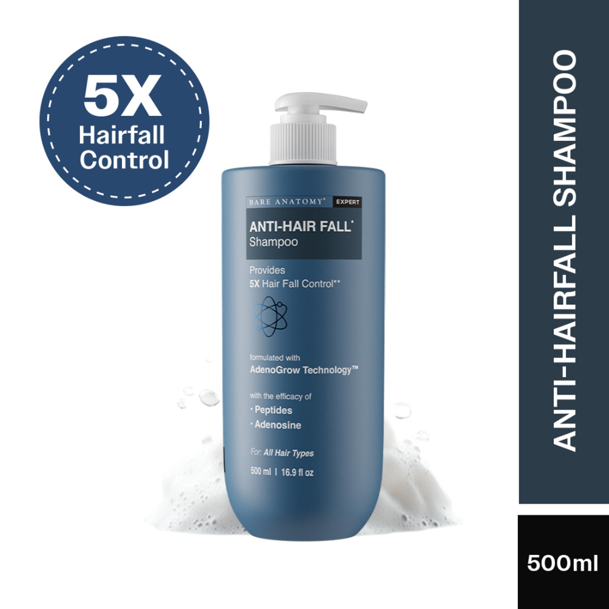 Bare Anatomy Anti-Hair Fall Shampoo 5X Hair Fall Control With Peptides - 500ml