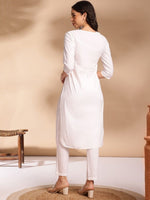 Thumbnail for Anouk Pleated Round Neck Round Neck Cotton Kurta with Trousers