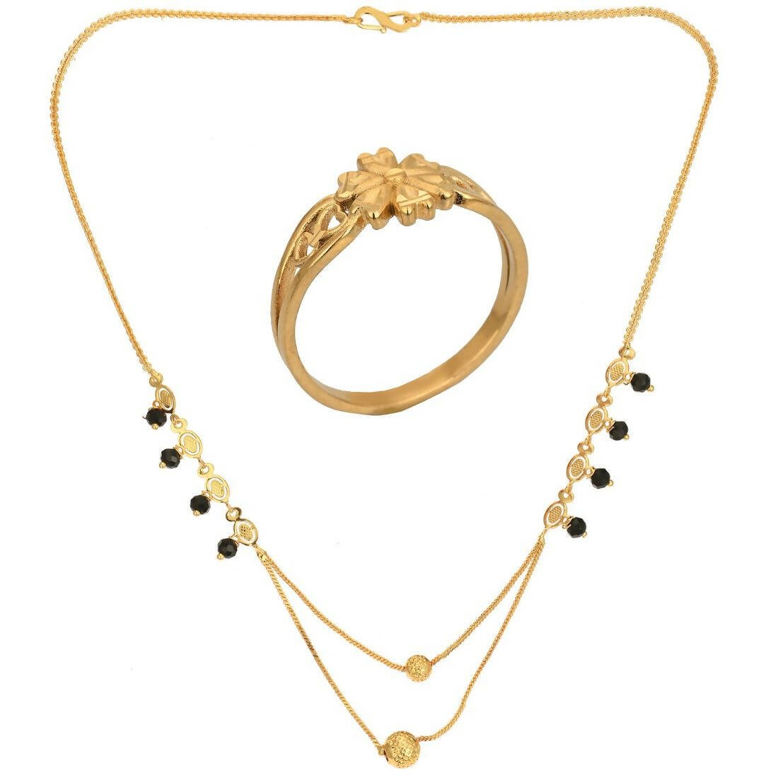 AanyaCentric Gold-plated Mangalsutra & Ring Set - Distacart