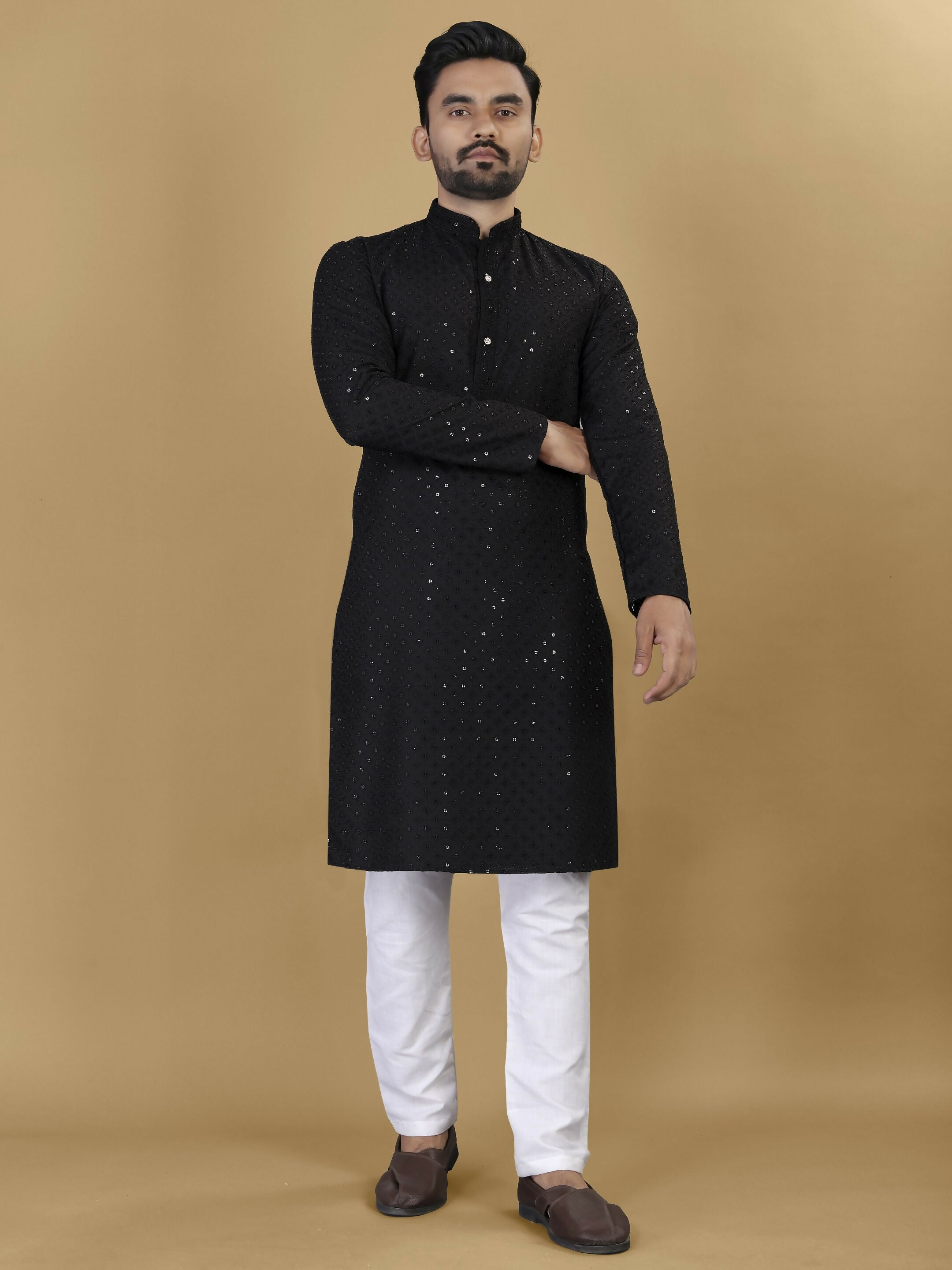 Anaita Black Embroidered Rayon Straight Kurta - Distacart