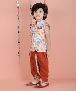 Thumbnail for Joban Fashion Kids Island Cotton Sleeveless printed Kurta and Solid Dhoti - Rust - Distacart