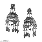 Thumbnail for Tehzeeb Creations Women's Black Colour Oxidised Earrings In Jhumki Style - Distacart