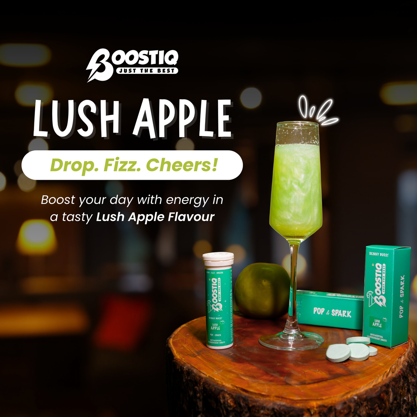BOOSTIQ Pop & Spark Effervescent Tablets - Lush Apple - Distacart