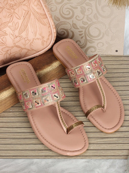 Anouk Embroidered One Toe Flats