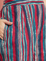 Thumbnail for Aks Floral Printed V-Neck Pure Cotton Kurta with Salwar - Distacart